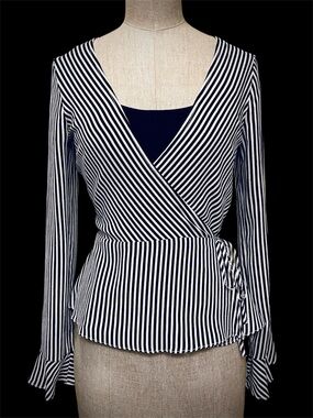 H&M Divided Striped Wrap Blouse